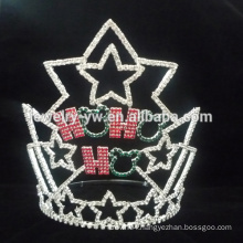 fashion metal silver plated full crystals star shape tiaras for girls